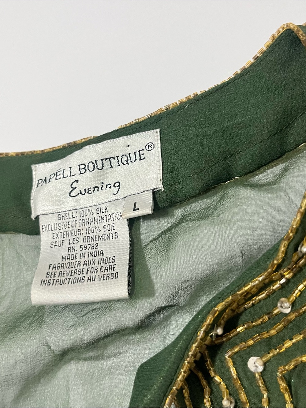 Vintage Papell Boutique Evening 100% Silk Beaded Tunic Blouse - Picture 5 of 7